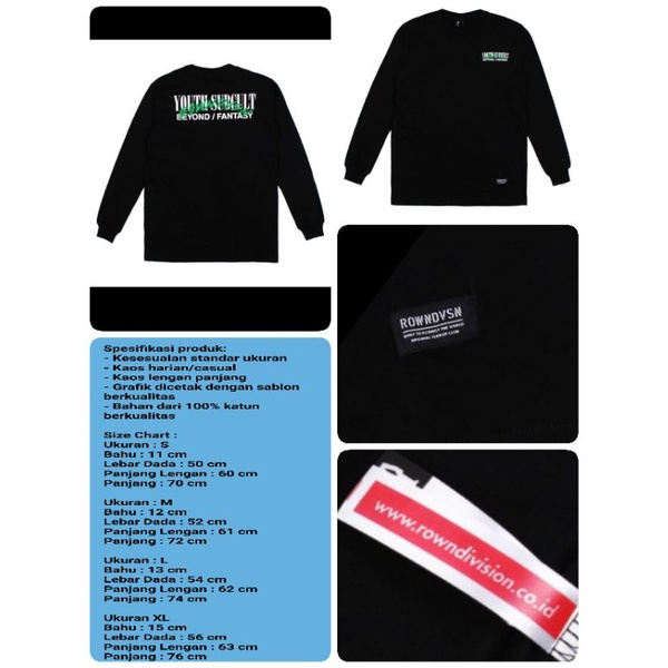 kaos lengan panjang / Longsleeve pria ROWN DIVISION /DVSN Inficius original