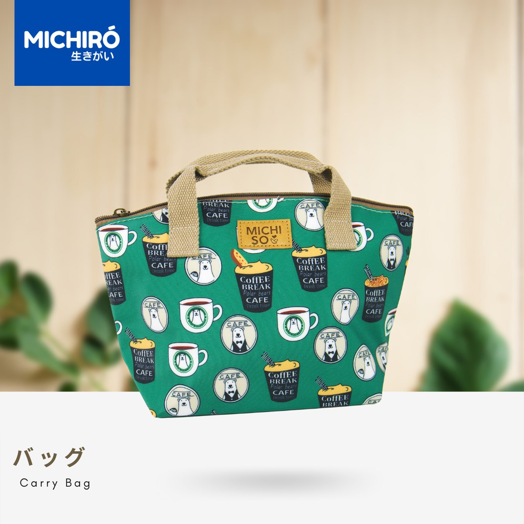 MICHIRO Tas Wanita Tas Tenteng tas bekal import Tahan Panas Anti Air Motif Coffee Bunga Flower Carry