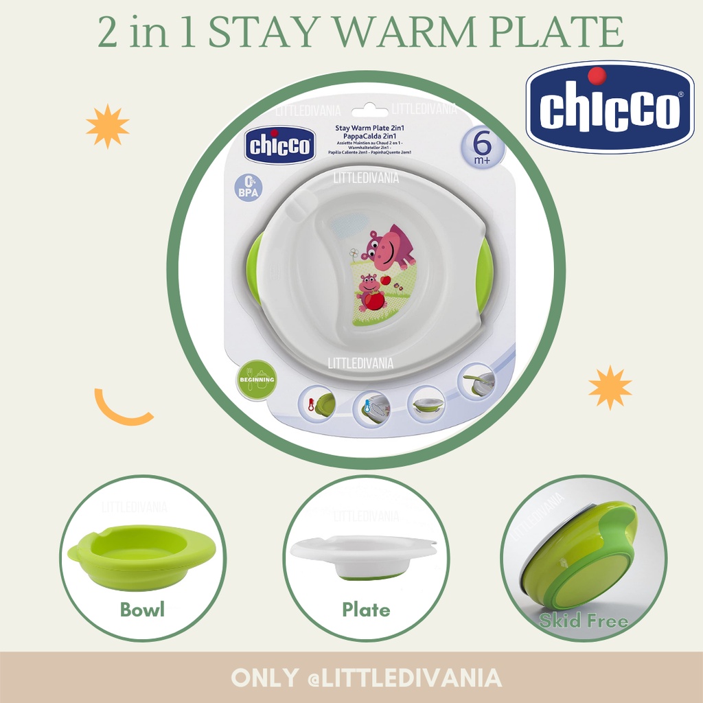 Mangkuk Makan Bayi CHICCO STAY WARM PLATE 2in1 - Tempat Tetap Hangat 2in1 Chico