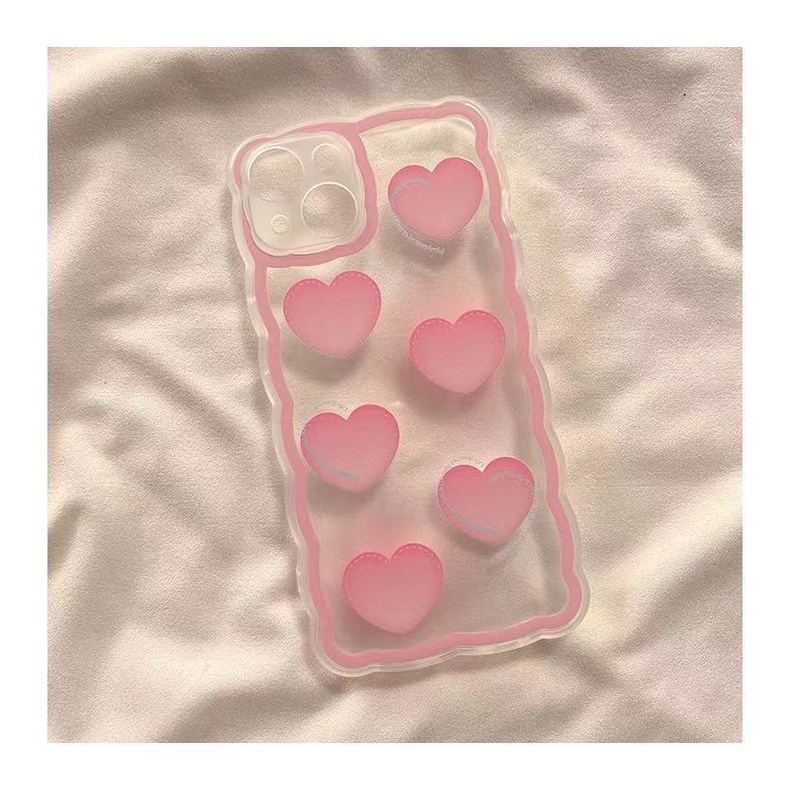 Soft Case Silikon TPU Transparan Motif Hati Untuk Iphone 12 13 SE 6 6S 7 8 Plus X XS XR 11 Pro Max