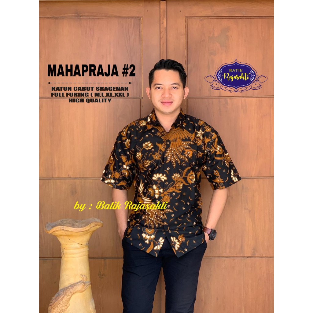 MAHAPRAJA RAJASAKTI KEMEJA BATIK SOLO PRIA LENGAN PENDEK LAPIS FURING ATASAN BATIK PREMIUM MODERN KATUN HALUS BAHUWIRYA  BANAMITRA BANAMITRA PUTIH BANGSAWAN BAYU PUTRA BERLIAN BIRU BHARATAYUDA BIMASENA BIRENDRA BIRU INDAH BRAHMAKERTA BRAHMAKERTA MERAH BUD