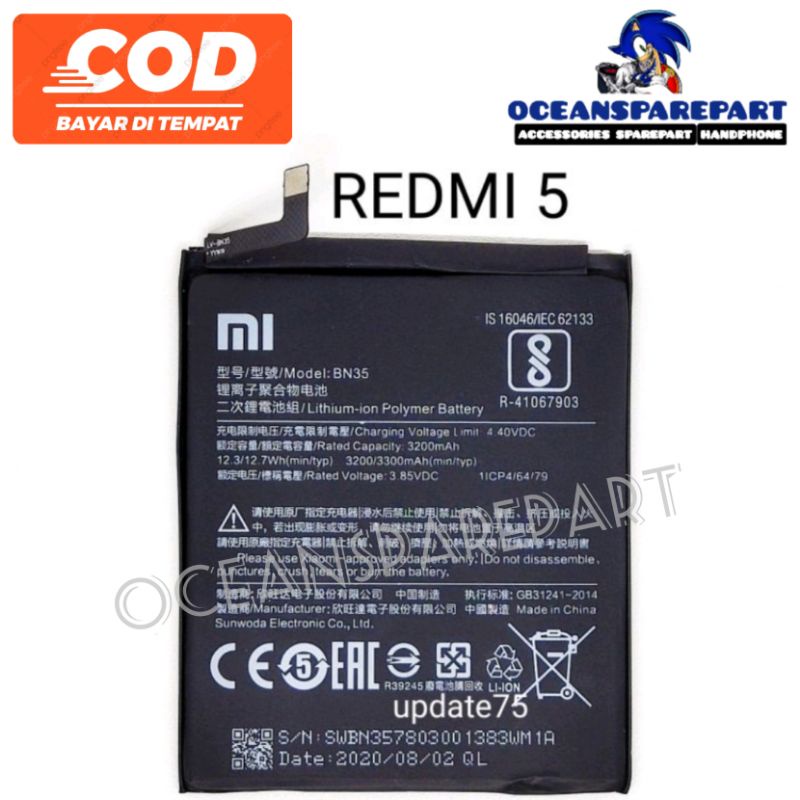Baterai Xiaomi Redmi 5 BN35 BN 35 Original