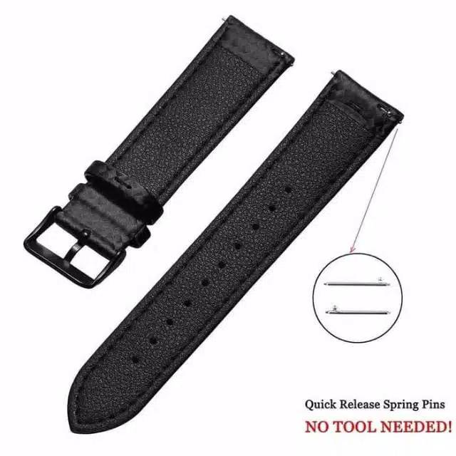 Strap LEATHER CARBON Kulit Samsung Galaxy watch 3 4 42mm 41mm active 1 2 amazfit bip gts gtr 42mm HUAWEI GT 2 3 42mm 20mm