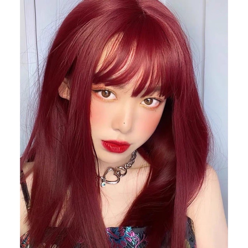 Wig Poni tipis Akemi LURUS 60cm RED WINE / WIG ARIEL THE LITTLE MERMAID / WIG MERAH