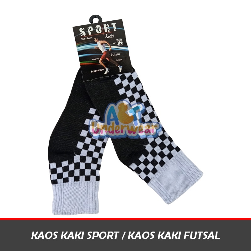 AT371-Kaos Kaki Sport / kaos kaki Futsal / kaos kaki sekolah / kaos kaki kotak kotak catur