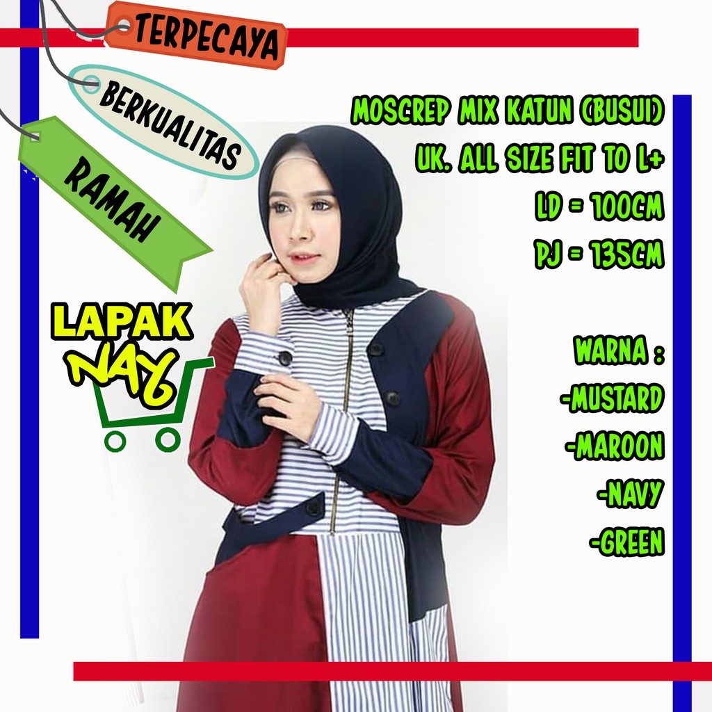 Baju Wanita Gamis Muslim Abidah Dress Termurah N51