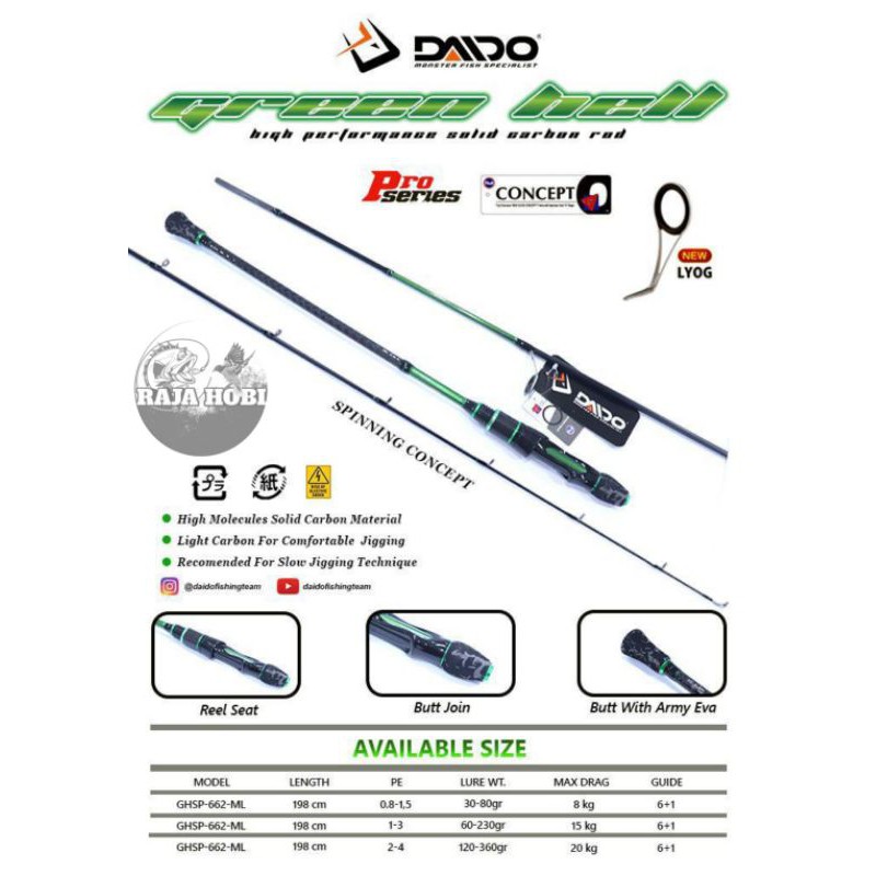 JORAN JIGGING DAIDO GREEN HELL PRO SERIES SPINNING CONCEPT 198CM