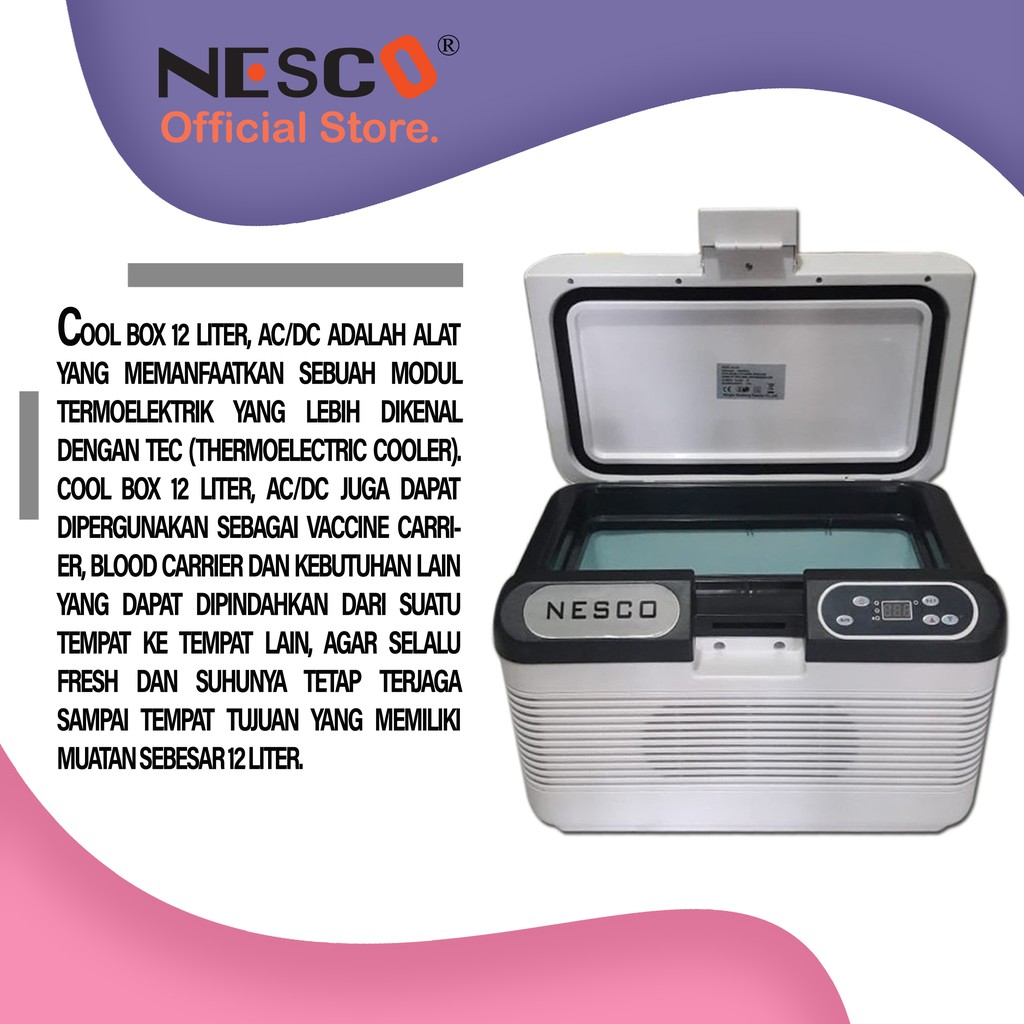 Nesco Cool Box ACDC / Box Vaksin PORTABLE, Suhu ADJUSTABLE