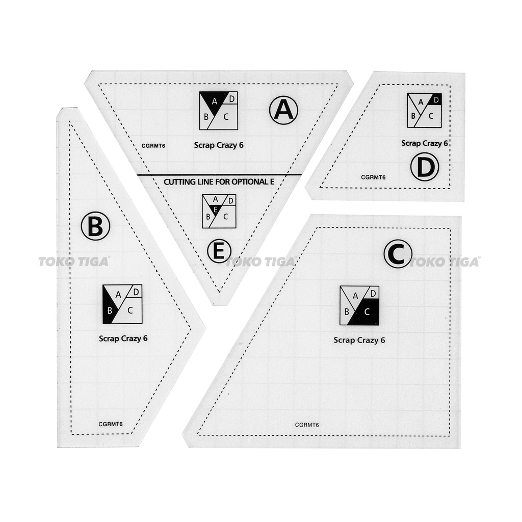 Penggaris Patchwork Quilting Scrap Crazy 6 inch (CGRMT-6)