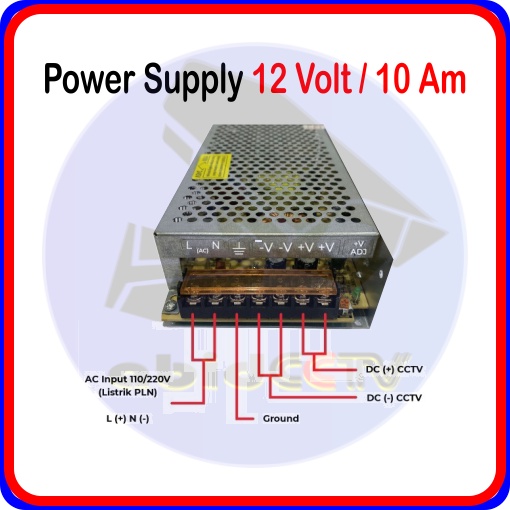 Power supply cctv 12 volt 10 ampere