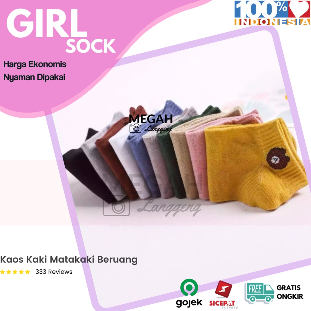 Grosir 6 PASANG Kaus Kaki Wanita Pendek Motif Beruang kualitas Export-kaos kaki motif beruang pendek mata kaki wanita dewasa / kaos kaki angkle motif bear - KAOS KAKI PENDEK MATA KAKI WANITA DEWASA KAOS KAK ANKLE WARNA POLOS MURAH- megah langgeng store