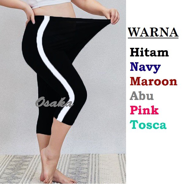 S smpai JUMBO Celana Kekinian Bahan Adem List Strip Panjang dan 3/4 Wanita Korea Legging Leging Lejing Strit Sport Leggging Nagita Kore