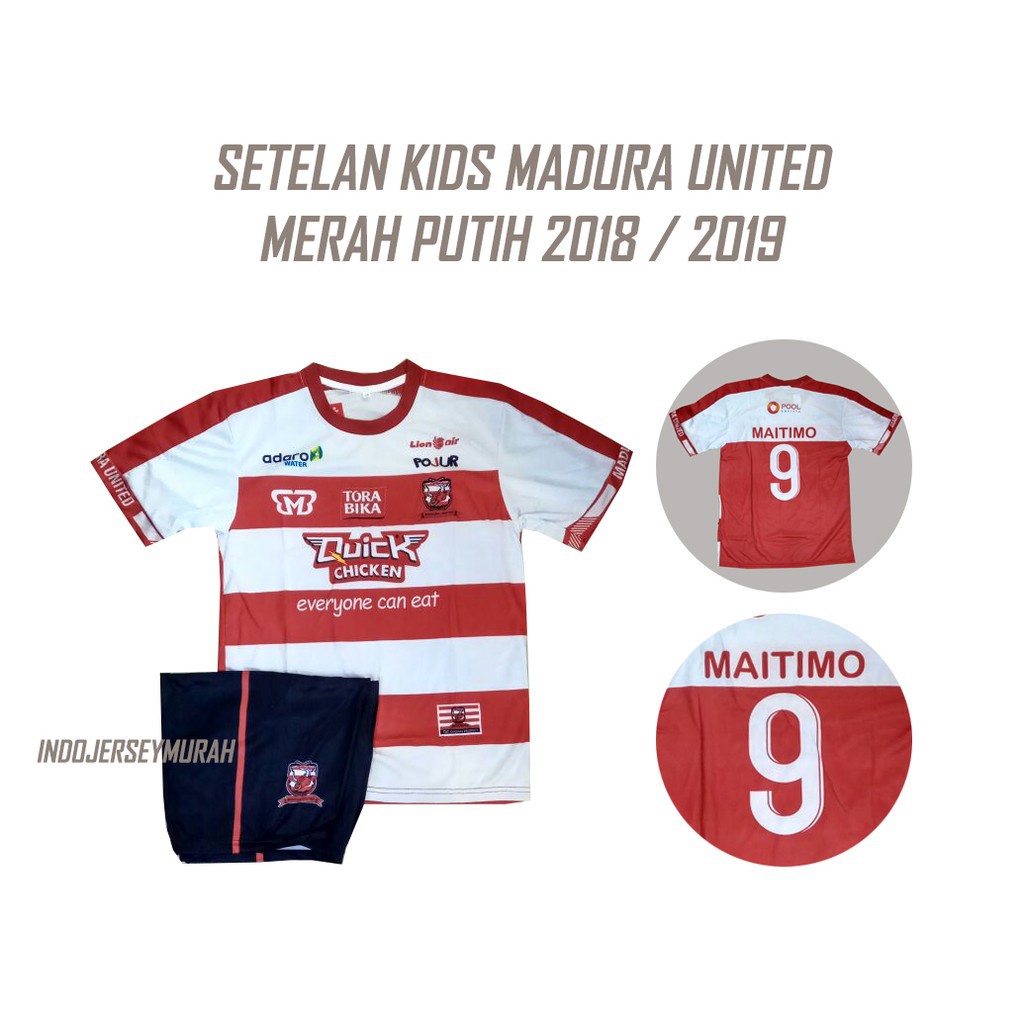 SETELAN KIDS MADURA UNITED MERAH PUTIH jersey bola HEF Baju Bola Anak Jersey Anak Bola TA