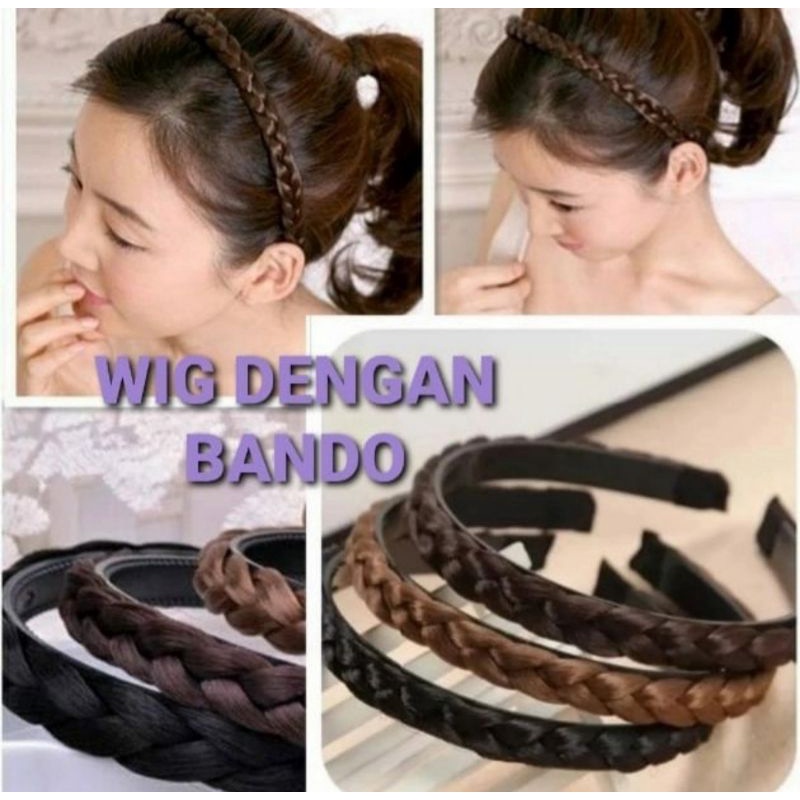 BANDO DENGAN RAMBUT PALSU SINTETIS KOREA WIG HAIR BAND RAMBUT PALSU BANDO WIG BOHEMIAN WIG KEPANG