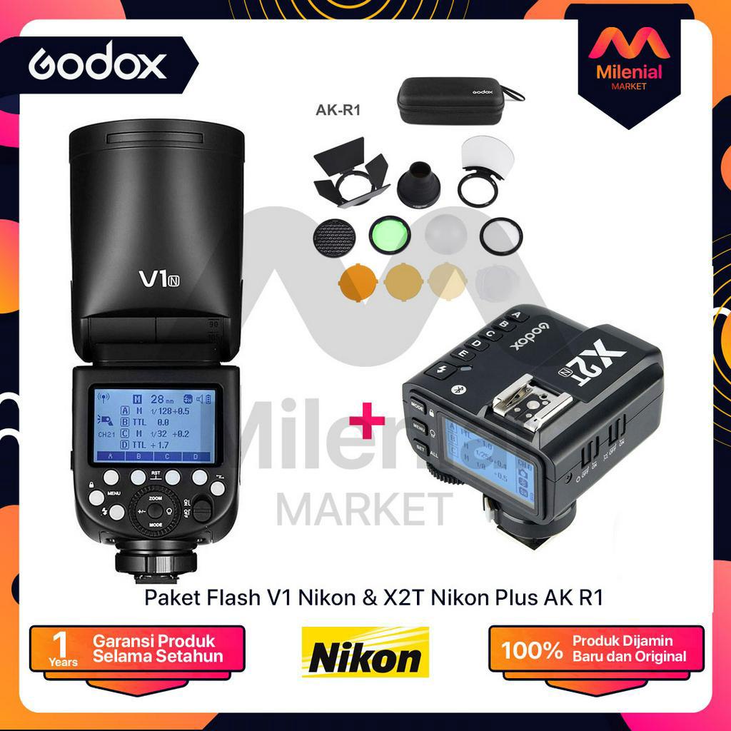 Paket Flash Godox V1 Nikon + Trigger Godox X2T Nikon