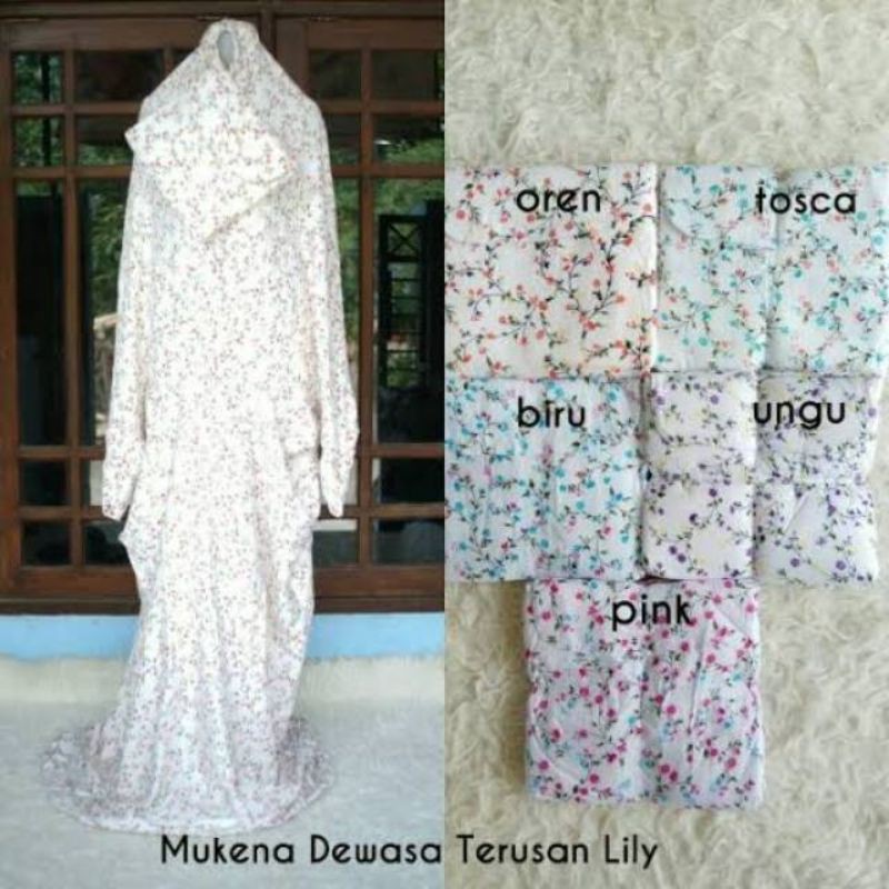 MUKENA DEWASA TERUSAN BAHAN RAYON MOTIF BUNGA