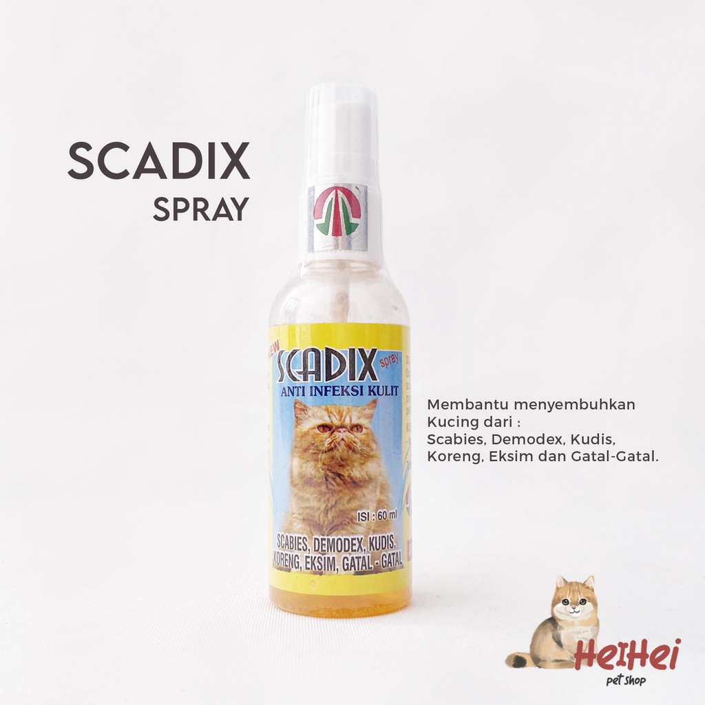 Obat Scadix Cat Spray 60 ml - Obat Scabies, Kudis, Jamur, Koreng, Gatal Gatal Pada Kucing