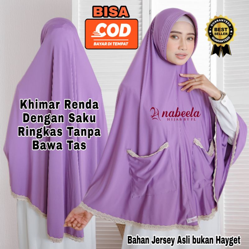 Hijab Jilbab Khimar Kerudung Kudung Bergo Krudung Instant Instan Kombinasi variasi Saku kantong Rend