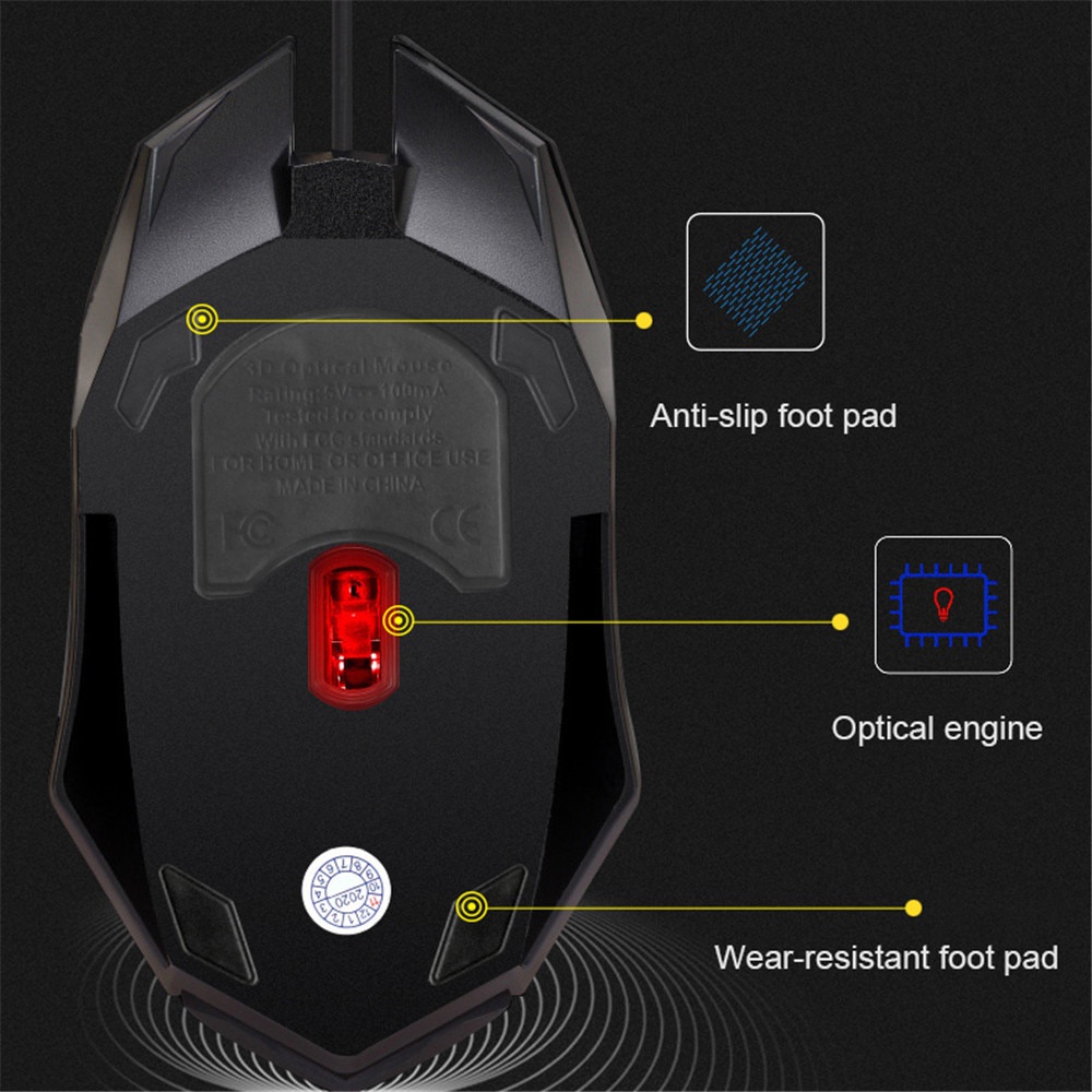 Mouse Gaming Ergonomik Kabel USB Dengan Backlight LED 7 Warna