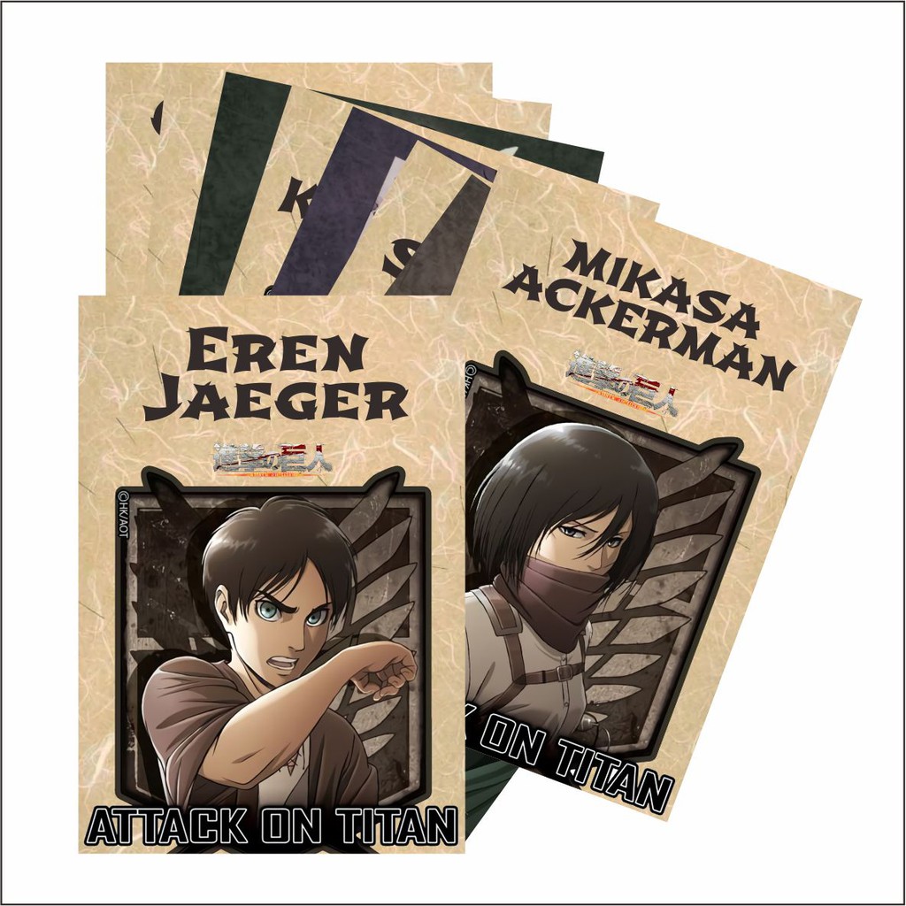 Poster A4 &amp; Pola Deco Mini Poster Anime Shingeki no Kyojin (Attack on Titan) - Karakter Eren Mikasa Levi Armin Sasha