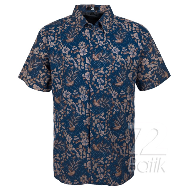 KEMEJA BATIK PRIA Hem Lengan Pendek Premium Warna Biru 722666 Cap 72 - Baju Kemeja Atasan Pakaian Setelan Batik Pria Cowok Laki Laki Remaja Keluarga Kantor Lengan Pendek Modern Slimfit Slim Fit Premium Kekinian