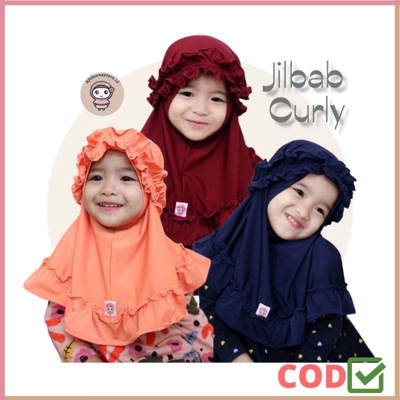 Afsheenastore Jilbab Curly Almahyra / Jilbab Anak Perempuan 1-7T