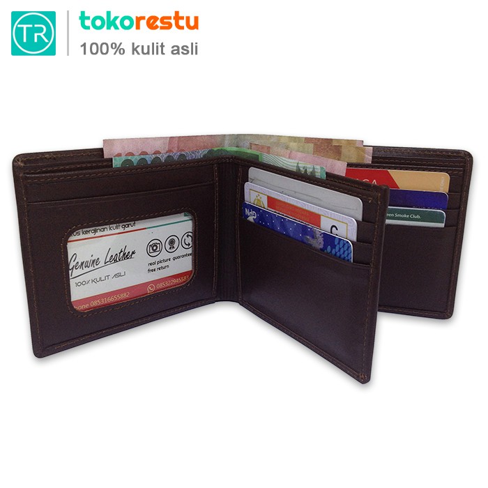 Dompet Kulit Pria 3 Dimensi Model Pendek 100% Kulit Sapi Asli Garut