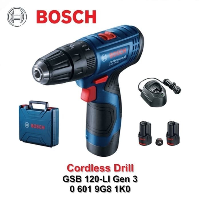 Bosch Bor Tembok Baterai 12V GSB 120-LI Professional (2 Baterai)