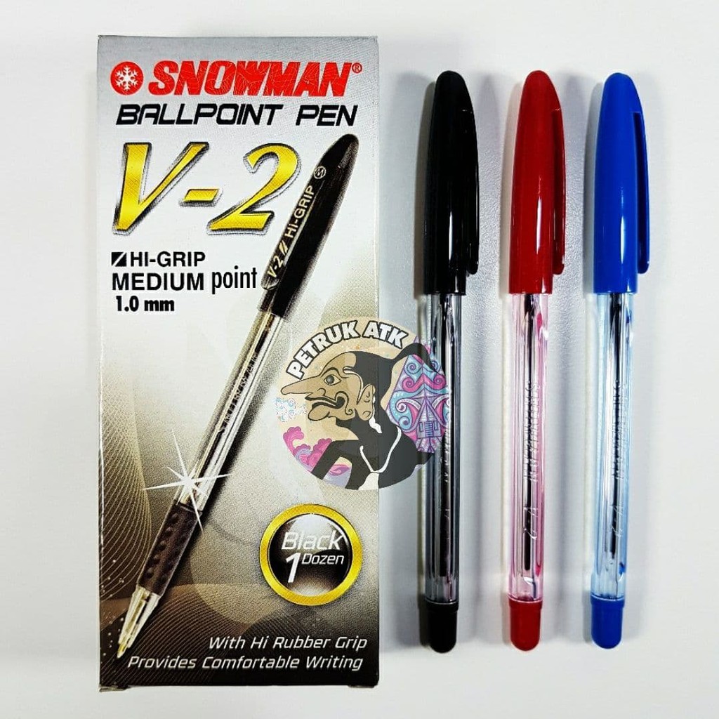 

[PCS] BOLPEN / PULPEN SNOWMAN V2 / V-2 0.6 MM FINE / 1.0 MM MEDIUM HITAM / BIRU / MERAH^