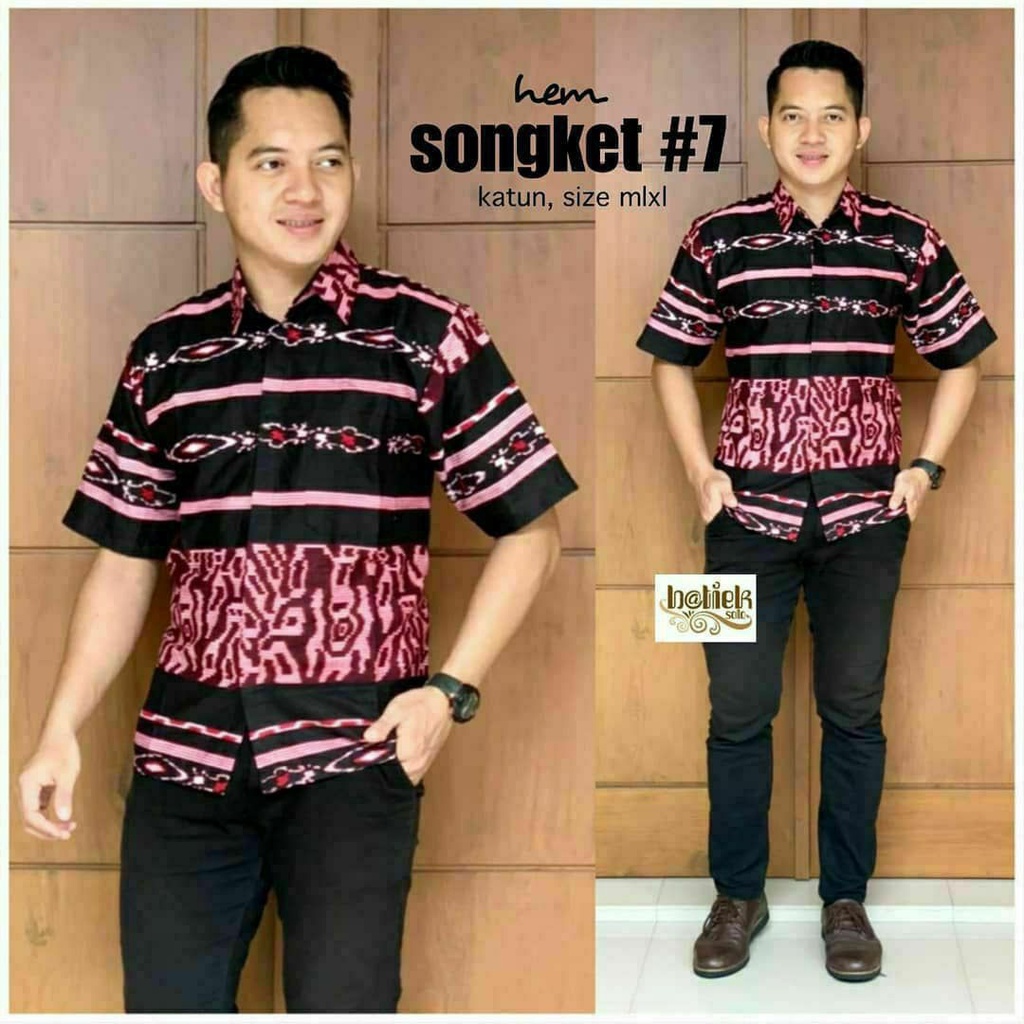 PROMO KEMEJA BATIK PRIA SONGKET SERAGAM KERJA KEMEJA PRIA M L XL XXL JUMBO TERBARU BAJU BATIK PRIA Hem batik lengan pendek murah SIZE M L XL XXL BSWART Batik HRB026 Kenongo Hem Pendek Padi Pekalongan M L XL Batik Pria MURAHL