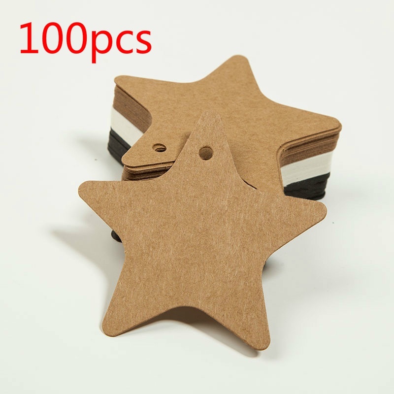 100pcs/lot Star Shape Kraft Paper Blank Hanging Tag DIY Gift Packaging Accessories