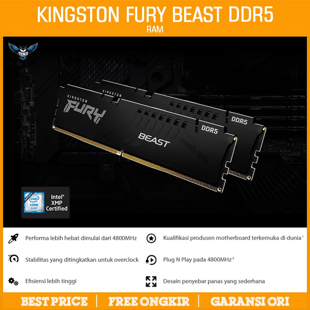 RAM DDR5 KINGSTON FURY BEAST 32GB KIT 5600 (2x16GB) black pc 5600mhz