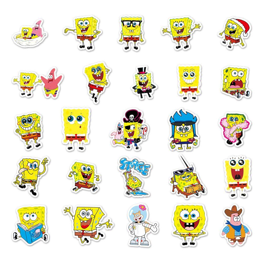 Lanfy SpongeBob SquarePants Stiker Mini DIY Kawaii Gitar Laptop Motor Diary Decals Perlengkapan Kantor Sekolah Koper Graffiti Stiker