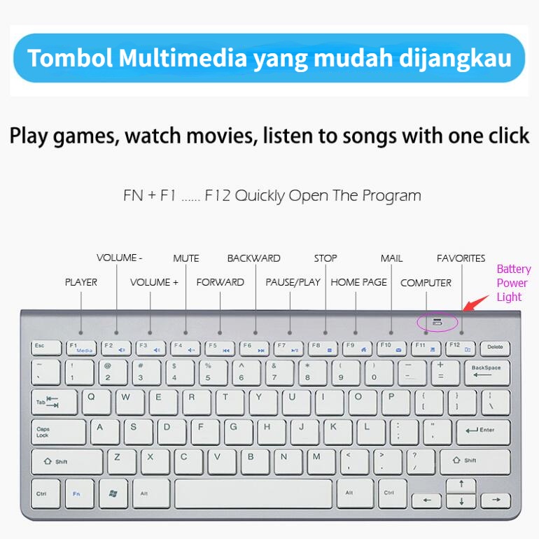 Bluetooth Keyboard &amp; Mouse Paket Tahan Air 2.4G Wireless Desain Ultrathin Silent Elegan Keyboard and Mouse Combos Set