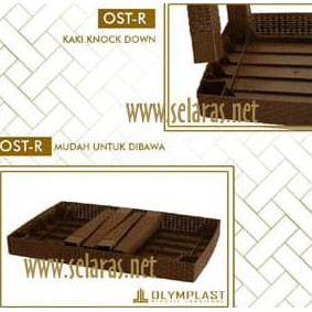Meja Teras/Tamu/Sofa Plastik Anyaman Rotan Olymplast Ost Coklat Tua