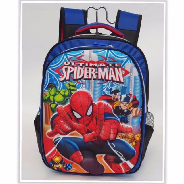 FREE ONGKIR Tas Anak Sekolah Ransel SD Import Spiderman Laba Laba Timbul
