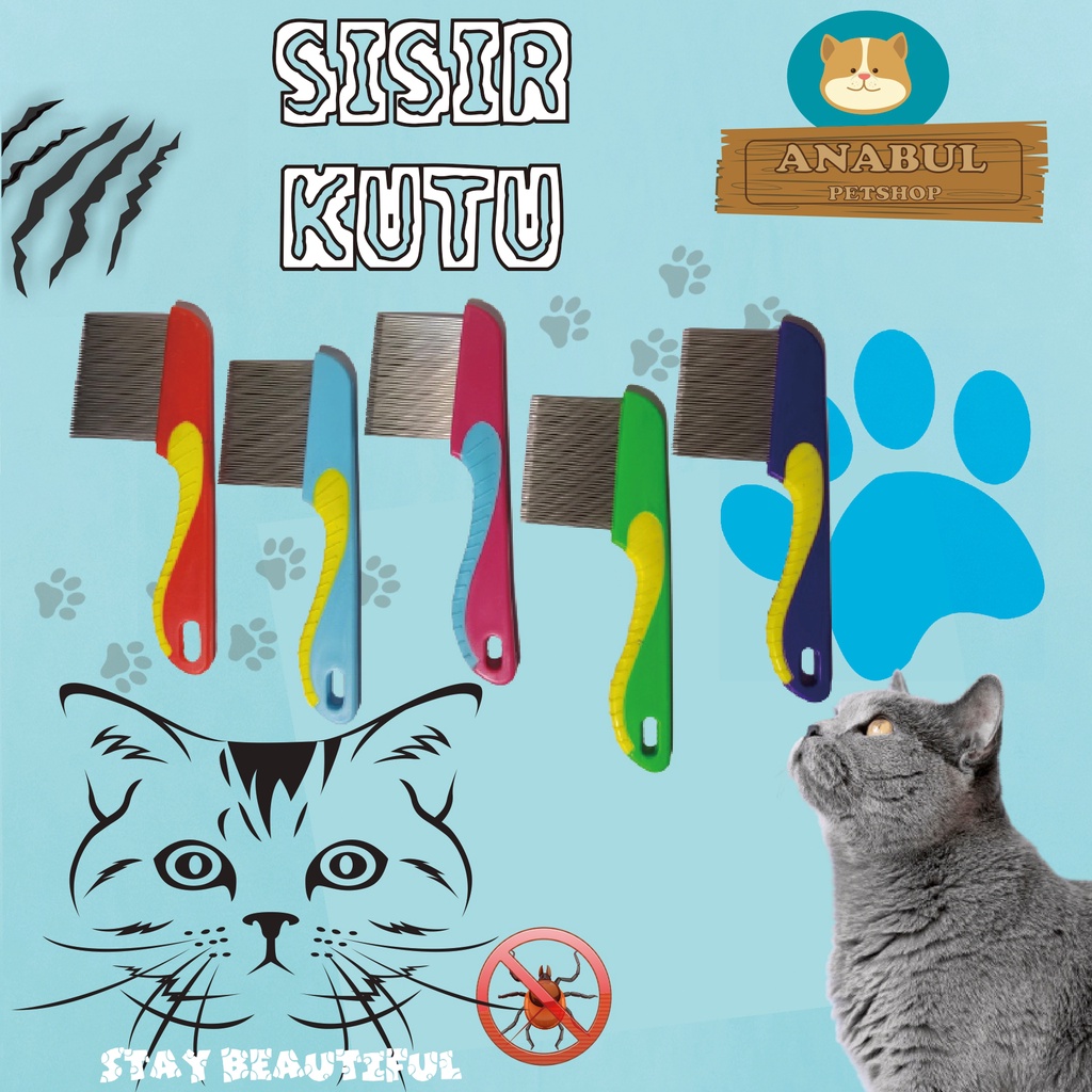 SISIR KUTU HEWAN premium serit kutu gagang panjang sisir kucing anjing dll