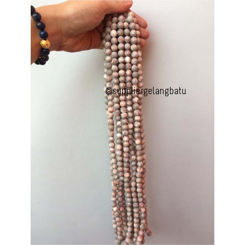 bahan ryolite jasper soft white putih 10mm renceng bahan gelang kalung aksesoris fashion bahan craft