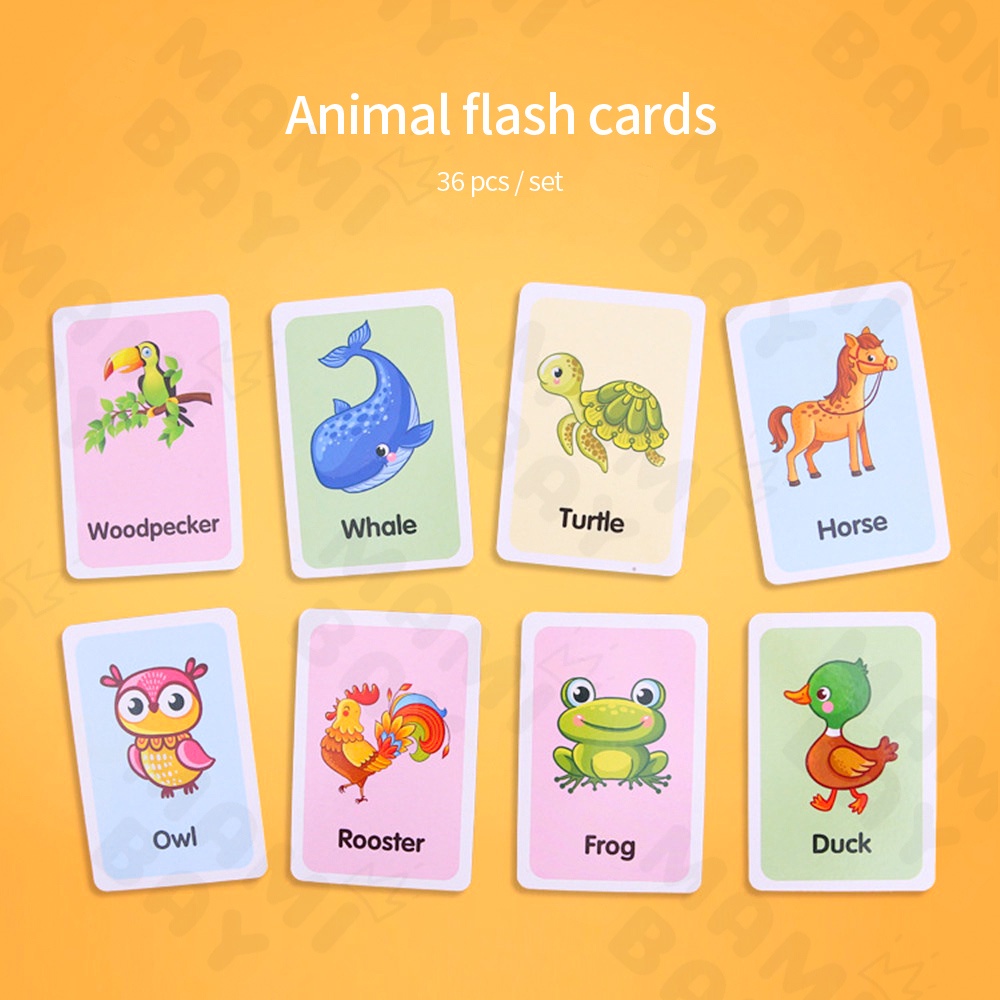 Mamibayi Mainan balita flash card bayi bahan karton mainan edukasi anak set 36 kartu