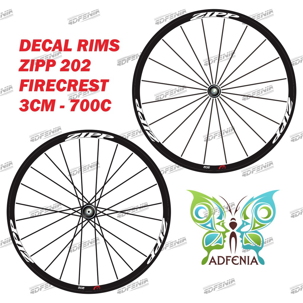Stiker Zipp 202 Firecrest lebar 2 cm Sticker Decal Rims Velg Roadbike Fixedgear 700c