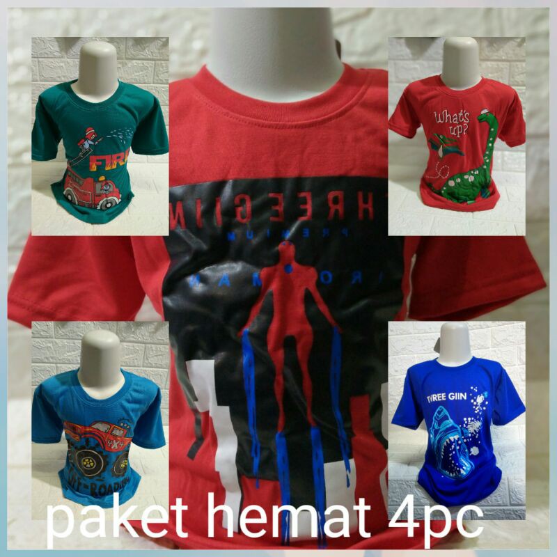 PAKET HEMAT 4PC KAOS ANAK HARGA MURMER KUALITAS MEWAH /COD BISA BAYAR DITEMPAT/ RULLY68SHOP