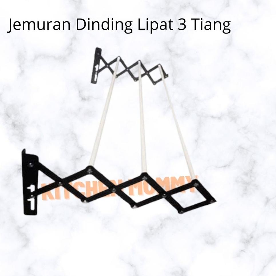 Bayar di tempat Jemuran Lipat Dinding / Jemuran Handuk Baju / Jemuran Minimalis Strip 75 x 60cm - 3