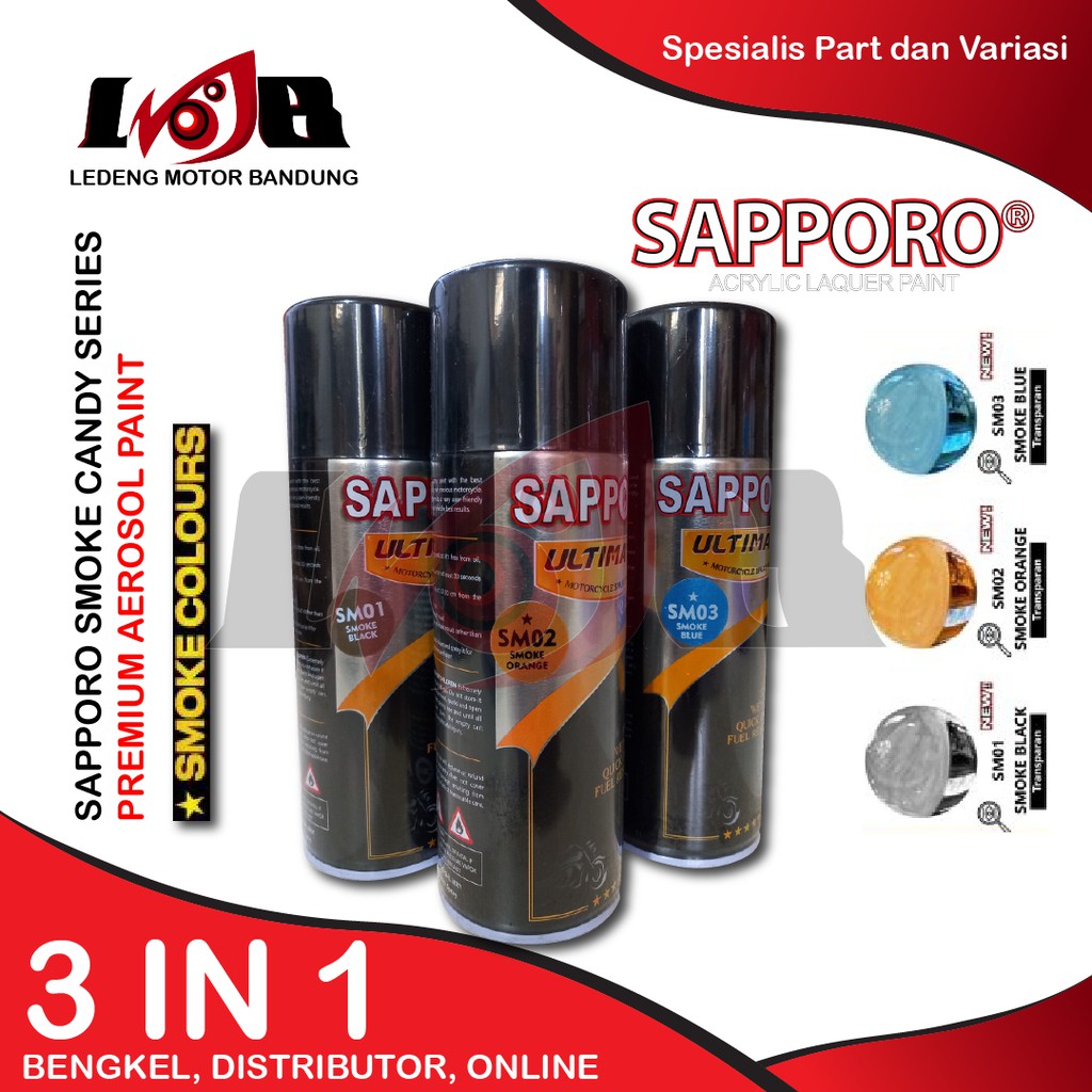 SAPPORO ULTIMATE Smoke Candy Tone Transparan Cat Semprot Aerosol Paint Kaca Mika Bening