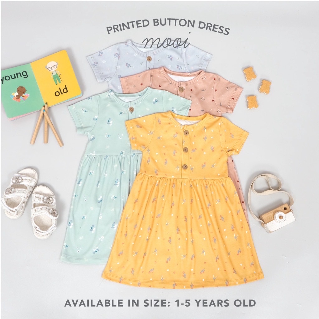 MOOI PRINTED BUTTON DRESS ANAK PEREMPUAN