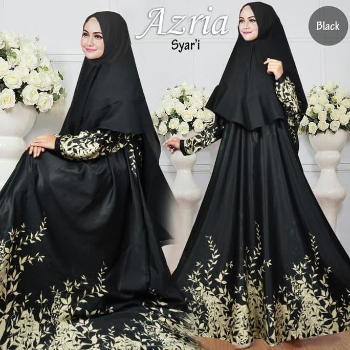 BAJU GAMIS SYARI SYARII MUSLIM MEWAH AZRIA HITAM / GAMIS PESTA ANGGUN
