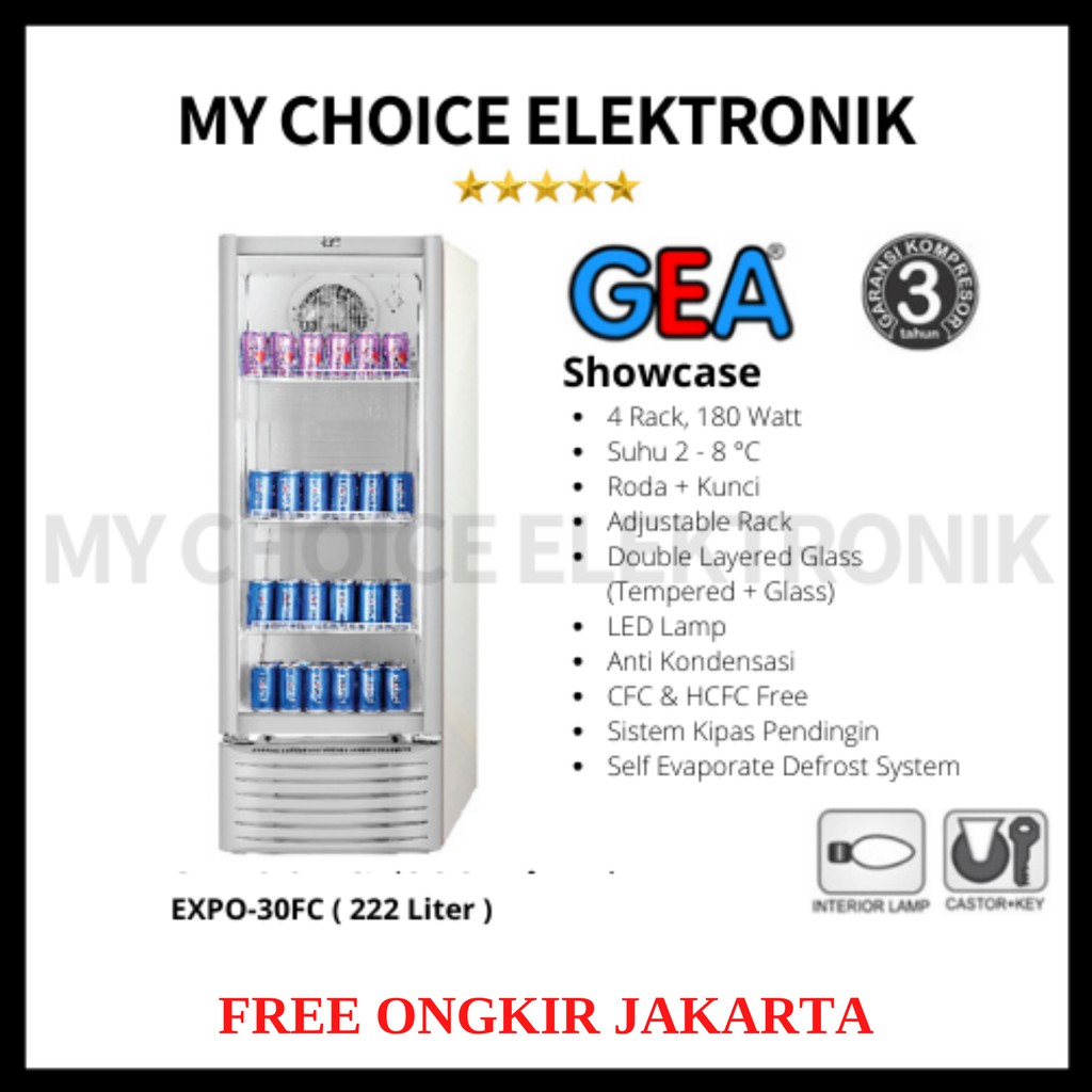 GEA EXPO-30FC/ EXPO-30 FC Display Cooler Kulkas Showcase 222L