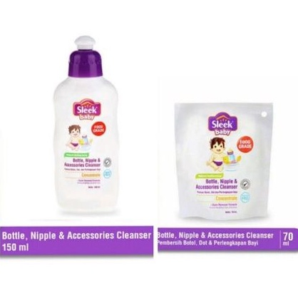 Sleek Baby Bottle Nipple Accessories Cleanser 150ml 70ml - Sleek Sabun Cuci Botol Dot Aksesoris Bayi - Sleek Liquid Bottle Bayi