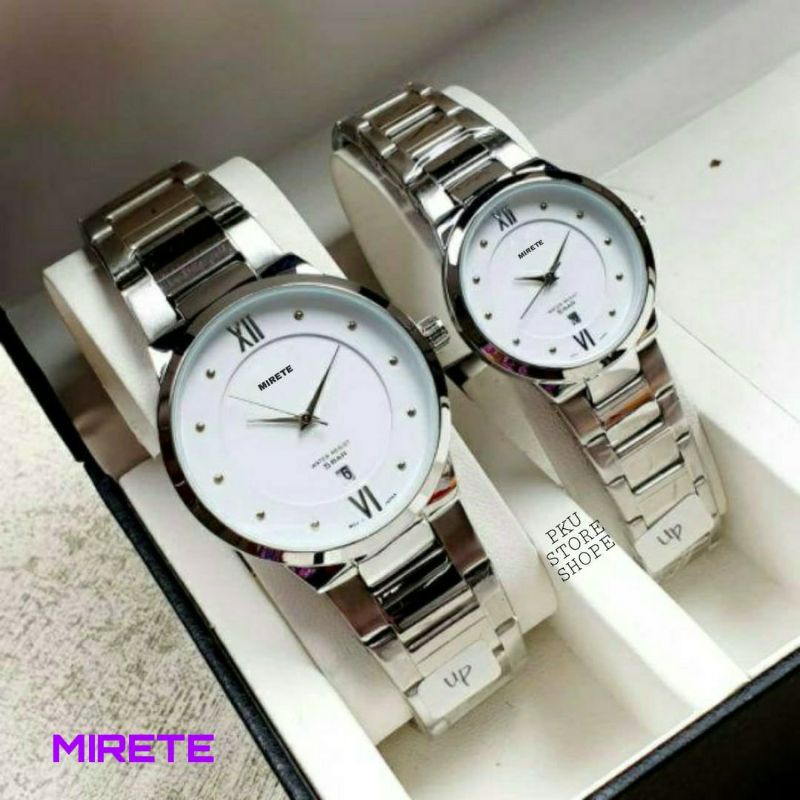 JAM COUPLE FITUR TANGGAL TAHAN AIR JAM TANGAN PRIA DAN WANITA TERBARU AB RANTAI STAENLES STEL MODEL SPORTY DIAMETER 4mm_2,8mm Bisa Beli Satuan