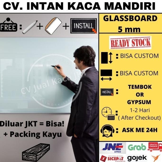 

---Terbartu--- Glassboard 80x150 - Papan Tulis Kaca / Glass Board Termurah 80 x 150