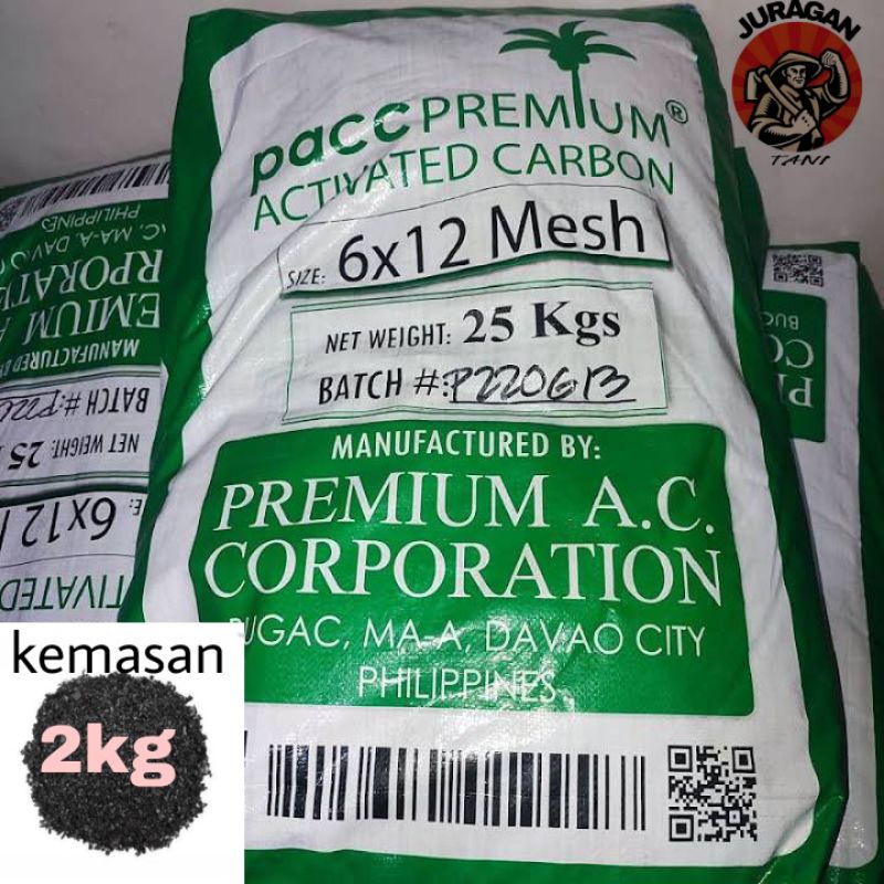 Karbon Aktif DAVAO Premium Philippine Kemasan Repack/Eceran 2 Kg ORIGINAL Untuk Tambang Emas